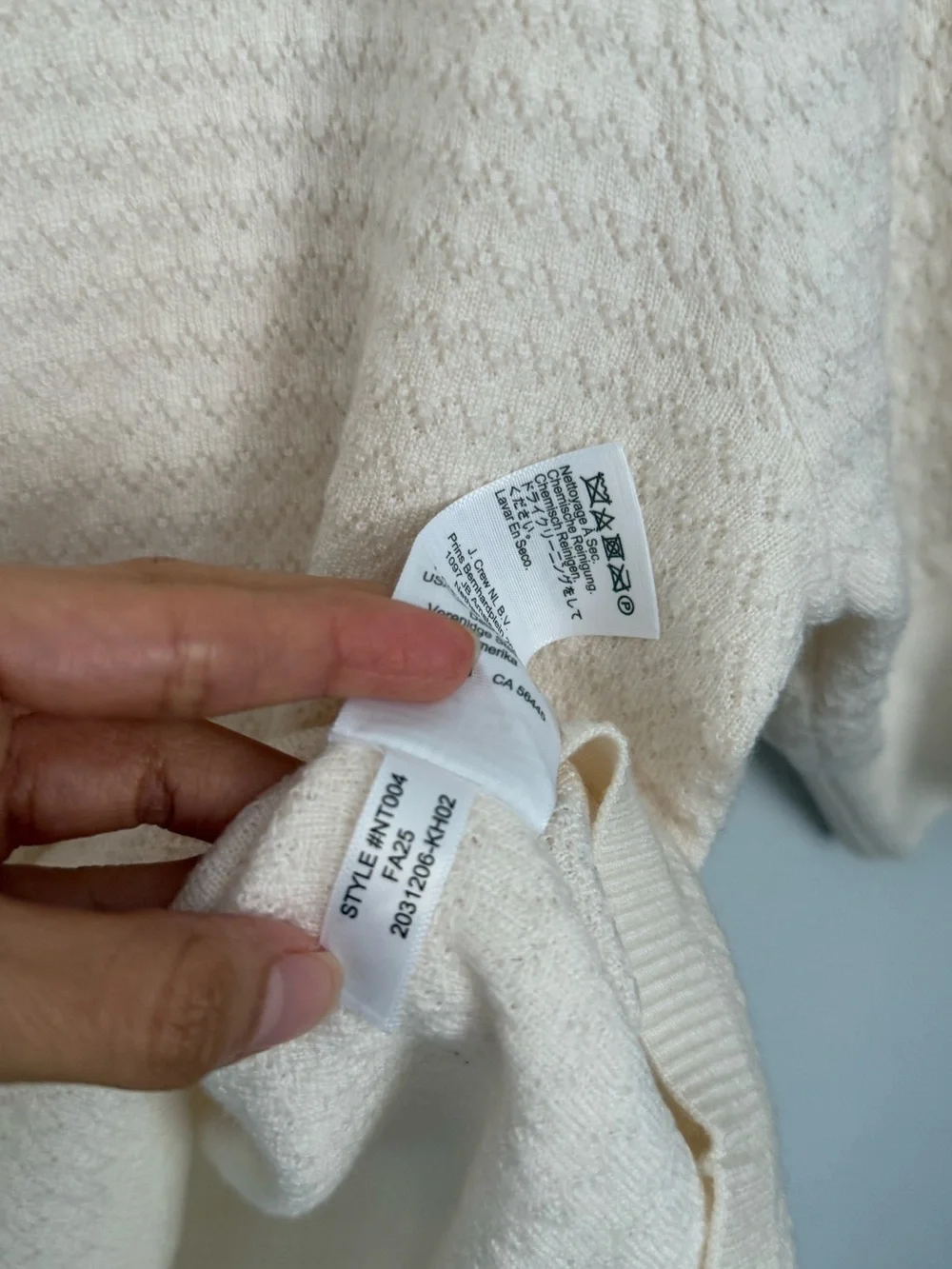 Madewell Small Puff Sleeve Merino Wool & Silk Sweater Ivory Office Work Fall